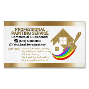 Painting Service Professional Gold House Painter Magnetic Business Card