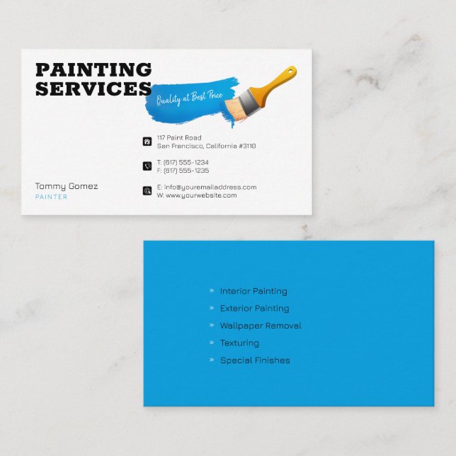 Painting Services | Painter at work Business Card (Front/Back)