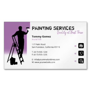 Painting Services Painter at work lavender Magnetic Business Card