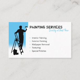 Painting Services   Painter at work sky blue Business Card