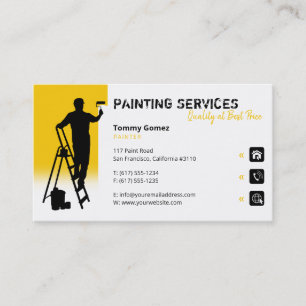 Painting Services Painter at work Yellow Business Card