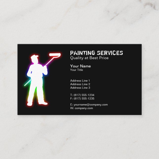 Painting Services | Painters Black Business Card (Front)