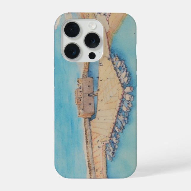 Painting style image of Paphos Castle and harbour iPhone Case (Back)