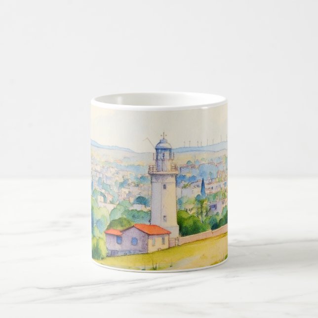 Painting style image of Paphos Lighthouse, Cyprus Coffee Mug (Center)