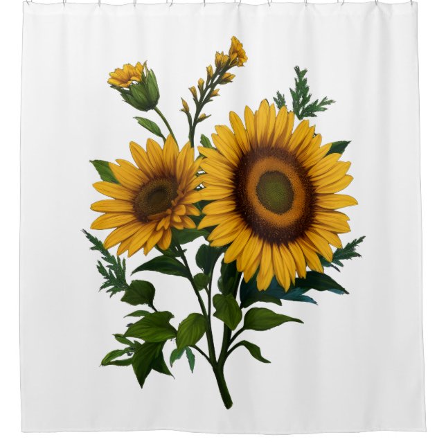 Painting Sunflower Any Colour Background Shower Curtain (Front)