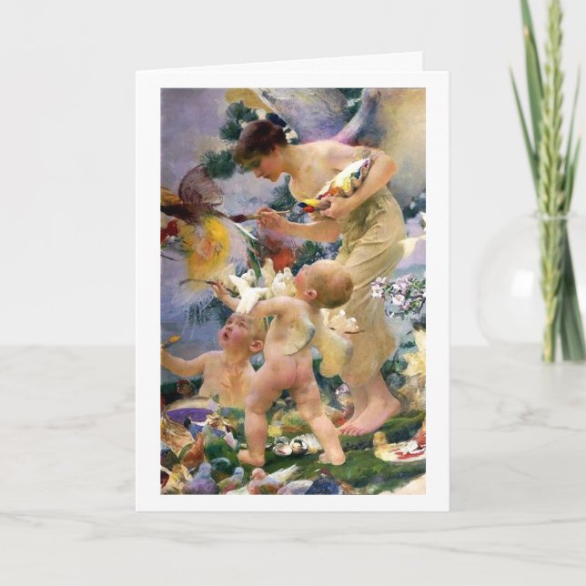 Painting the Birds by Franz Dvorak Birthday Card (Front)