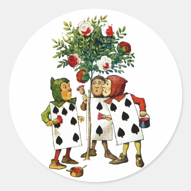 PAINTING THE QUEEN'S ROSES CLASSIC ROUND STICKER (Front)