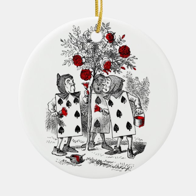 Painting the Roses Red Ceramic Tree Decoration (Front)