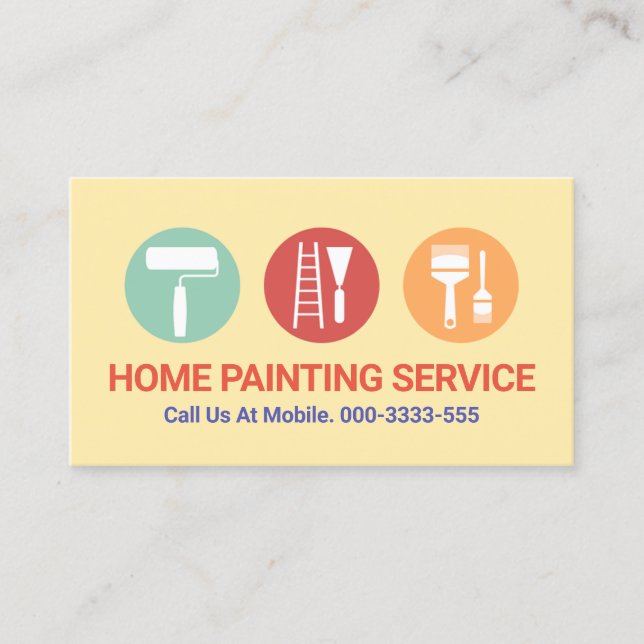 Painting Tool Brush Pastel Colours Business Card (Front)