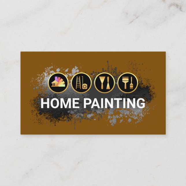 Painting Tools In Paint Splatter Business Card (Front)