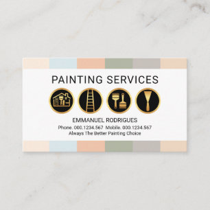 Painting Tools On Sweet Pastel Stripes Business Card