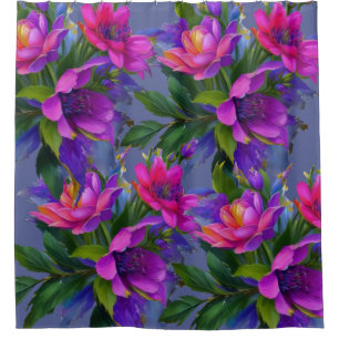 Painting Tropical Flowers Bright Colours Shower Curtain