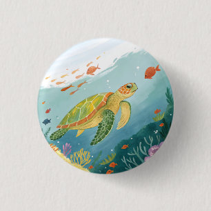 Painting Turtle 3 Cm Round Badge