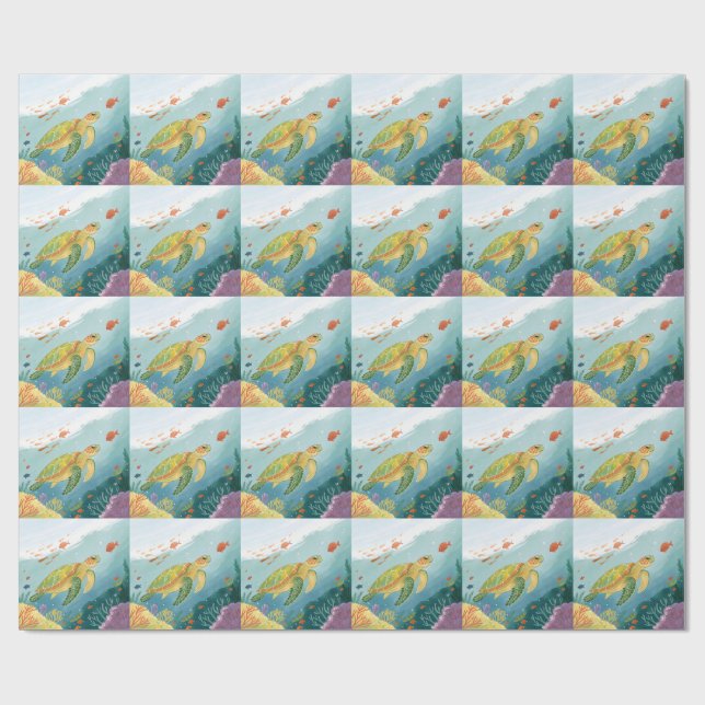 Painting Turtle Wrapping Paper (Flat)