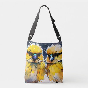 painting ,two birds crossbody bag