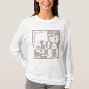 Painting vase with flowers and wine glasses light T-Shirt