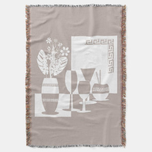 Painting vase with flowers and wine glasses light  throw blanket