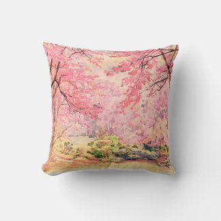Painting watercolor landscape pink red flower of W Cushion