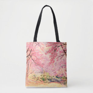 Painting watercolor landscape pink red flower of W Tote Bag