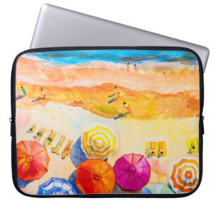Painting watercolor seascape Top view colourful of Laptop Sleeve