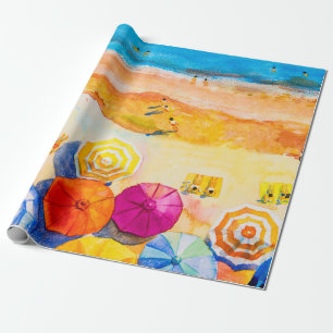 Painting watercolor seascape Top view colourful of Wrapping Paper