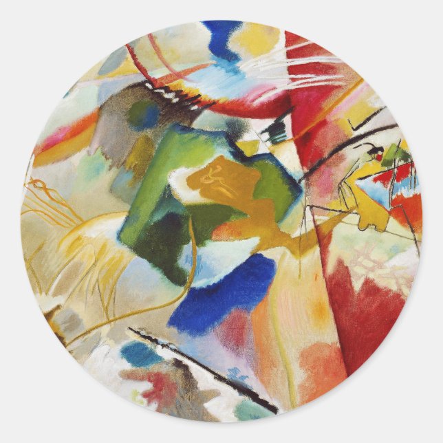 Painting with Green Centre by Wassily Kandinsky Classic Round Sticker (Front)