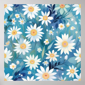 Painting with white flowers poster