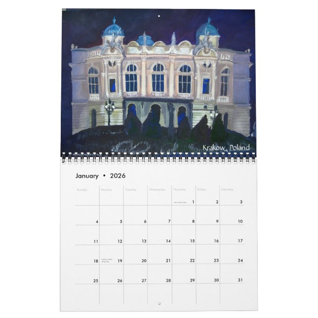 Paintings European Architecture Calendar (Jan 2026)