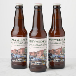 Paintings of Grand Canal, Venice, Italy Wedding Beer Bottle Label