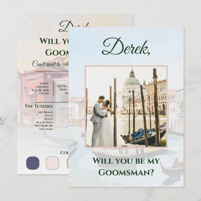 Paintings of Venice Groomsman Proposal Photo Card (Front/Back)