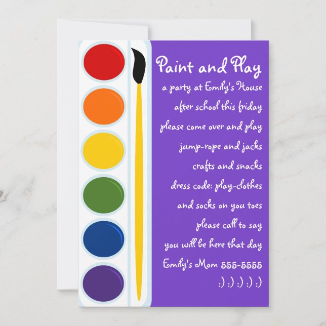 Paints and Brushes Invitation (Front)