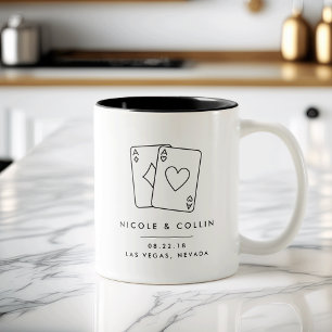 Pair of Aces   Las Vegas Wedding Favour Two-Tone Coffee Mug