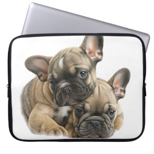 PAIR OF ADORABLE FRENCH BULLDOG PUPPY DOGS LAPTOP SLEEVE