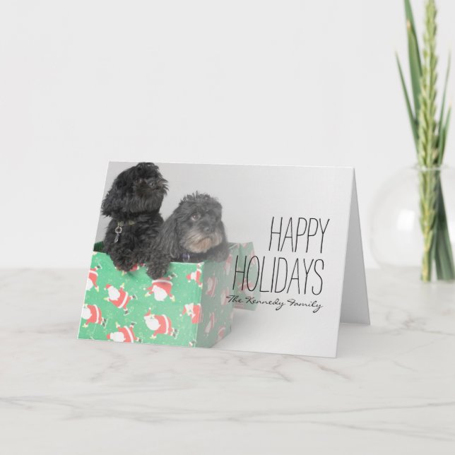 Pair of adorable puppies holiday card (Front)