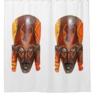 pair of african tribal masks shower curtain