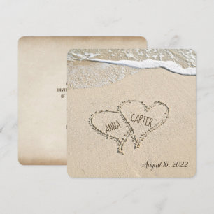 Pair of Beach Hearts Wedding Invite