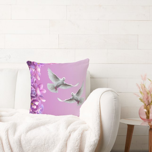 Pair Of Beautiful White Doves Cushion (Couch)