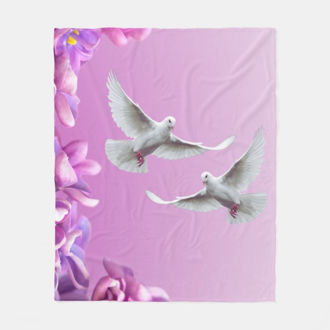 Pair Of Beautiful White Doves Fleece Blanket (Front)