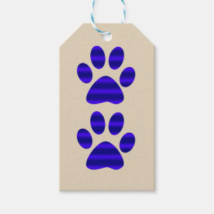 Pair of Blue Gradient Paw Prints Gift Tags