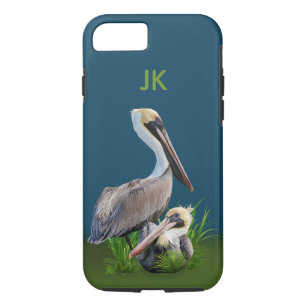 Pair of Brown Pelicans Customisable Monogram iPhone 8/7 Case