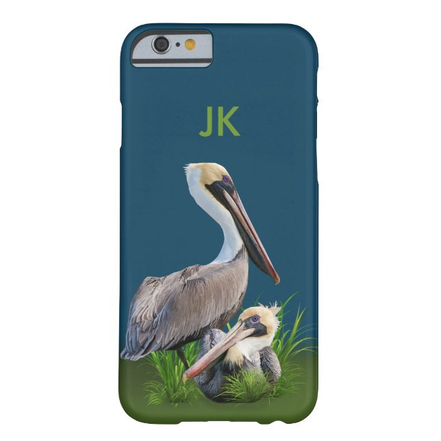 Pair of Brown Pelicans Customisable Monogram Case-Mate iPhone Case (Back)