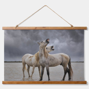 Pair of Camargue Horse Stallions, Southern France Hanging Tapestry