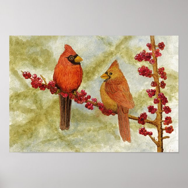 Pair of Cardinals Poster (Front)
