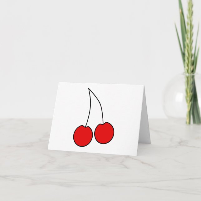 Pair of Cherries. Black, Red and White. Card (Front)