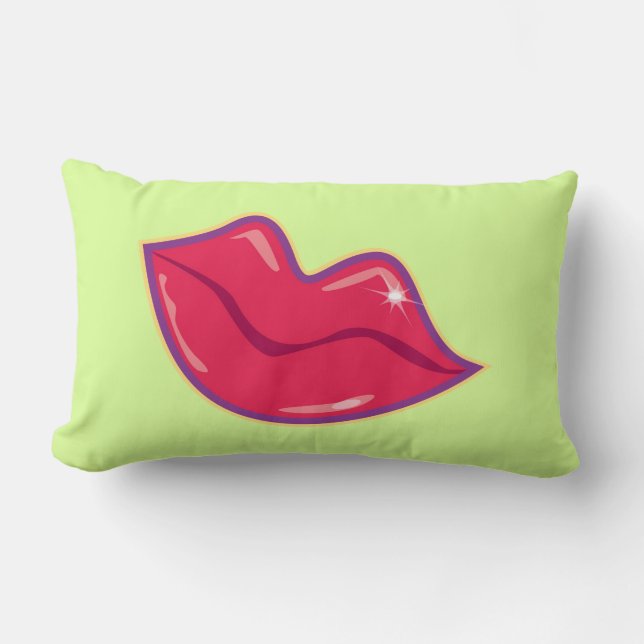 Pair of Cherry Red Lips Lumbar Cushion (Front)