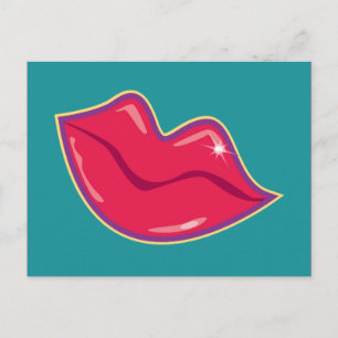 Pair of Cherry Red Lips Postcard