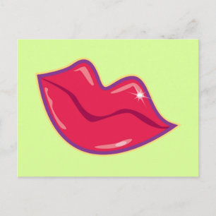 Pair of Cherry Red Lips Postcard