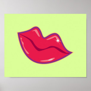 Pair of Cherry Red Lips Poster