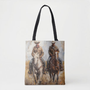Pair of Cowboys on Horses Tote Bag