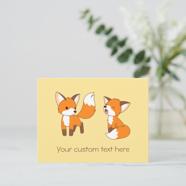 Pair of Cute Little Foxes Postcard (Standing Front)